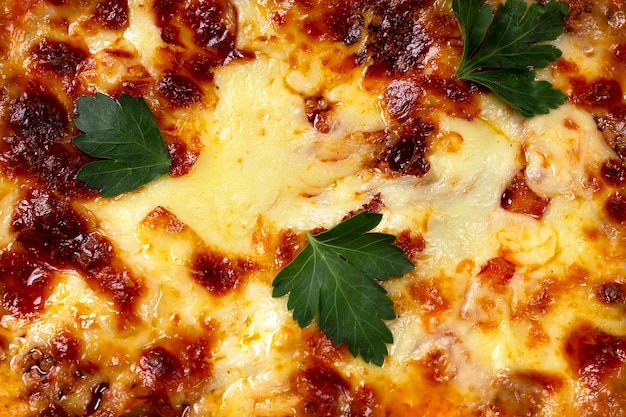 Lasagne, dough with minced meat and cheese