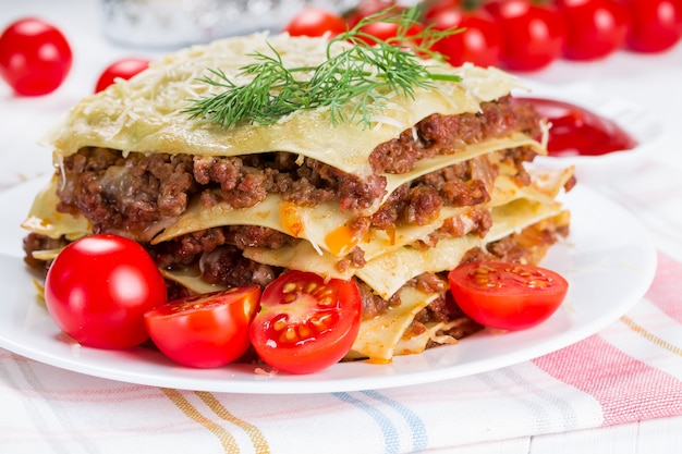 Lasagne met kerstomaatjes