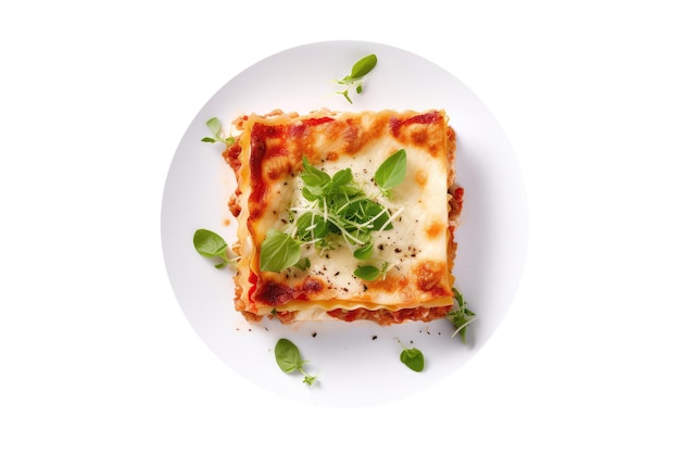 Lasagne Op Witte Plaat Op Een Witte Achtergrond