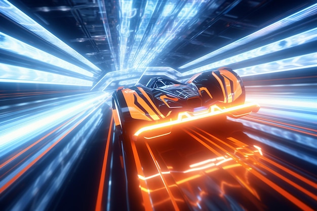 Laser beams racing through a futuristic laboratory 00664 00