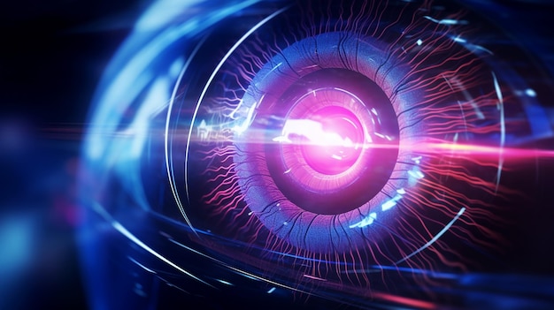 レーザー眼科手術人間の目のホログラムとレーザー ビーム