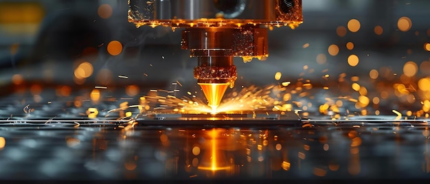 Laser Precision The Glow of Industry Concept Industrial Manufacturing Laser Cutting Technology Precision Engineering Futuristic Innovation Industrial Design