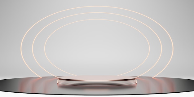 Laser ring podium podium ZEN concept eenvoudige minimale witte display stand neon gloed achtergrond 3d