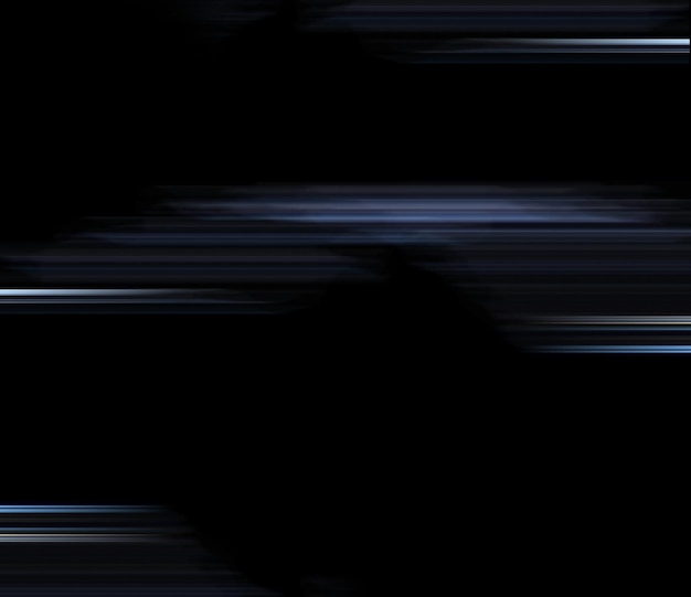 Foto illustrazione di strisce laser su sfondo nero. si illumina un tenue bagliore al neon blu.