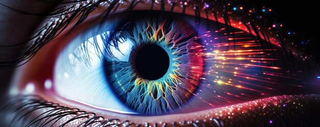 Foto una correzione della visione laser del panorama multicolore dell'occhio umano generative ai