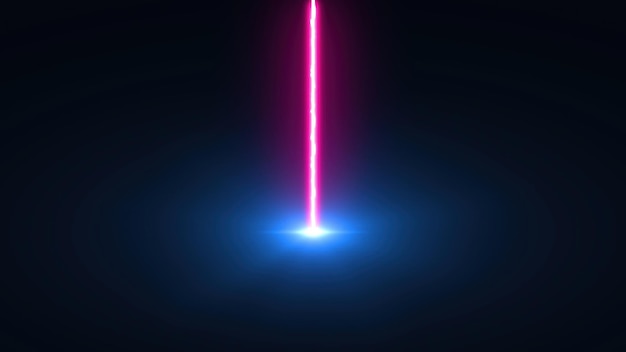 Foto laserstraal valt van boven naar beneden 3d-rendering achtergrond computer gegenereerde een elektrische ontlading