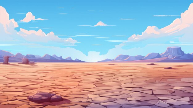 Photo last lake desert drought landscape illustration in cartoon style scenery abstract background for game