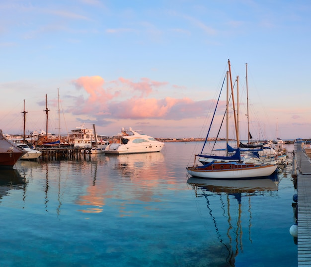 Latchi harbour in Cyprus early in the evening