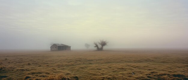 late autumn at dusk in a park with mist