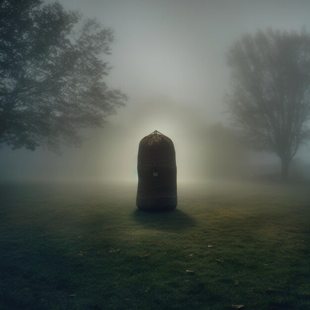 late herfst in de schemering in een park met mist