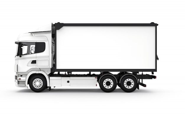 Lateral white truck isolated