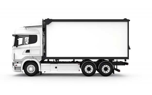 Lateral white truck isolated