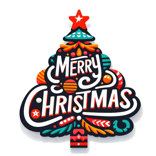 Photo latest die cut merry christmas tree sticker 2024 free ai generated