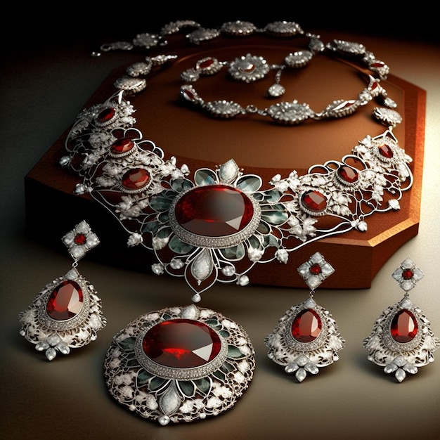 Последние ювелирные изделия позолоченные каменные ожерелья фотографии AI Generated Art