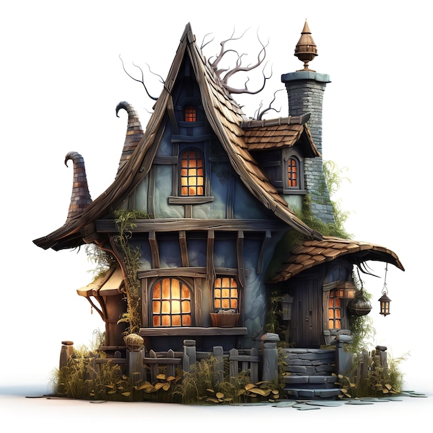 latest sitting witch house isolated on white background