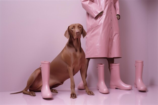 Фото Латексная собака домашнее животное искусство мода стильная красочная концепция животных забавная generative ai