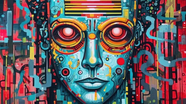 Latex paint cybernetic expressionist pop art spirit guardian