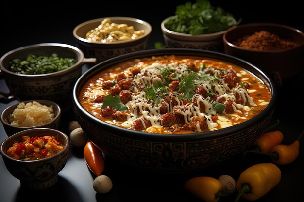 Latin American dish locro beautifully served on table