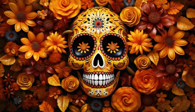 Latin American heritage skull for festival day of the dead background