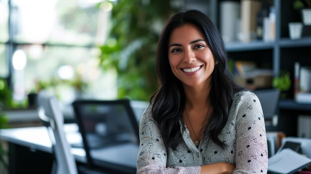 Latin businesswoman portrait at her office