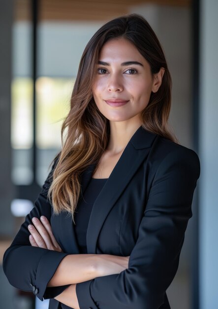 Photo latin businesswoman portrait at her office