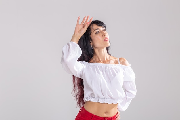 Latin dance, bachata lady, jazz modern and vogue dance concept