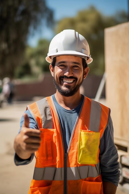 Latin happy constructer with thumbs up