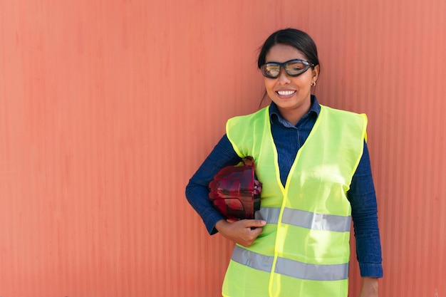 Latin woman working in the industry