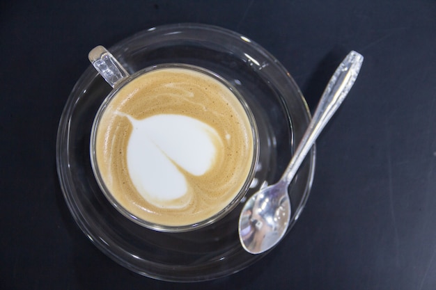 Latte art heart shape, top view