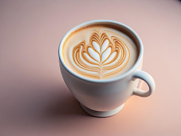 Latte cup isolated on a pastel background ai generative