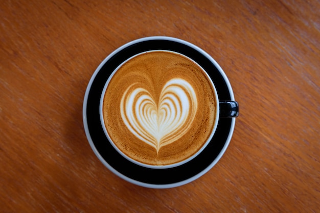 Foto lattekoffie heet in koffiewinkel