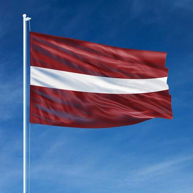 Latvia Flag on Flagpole