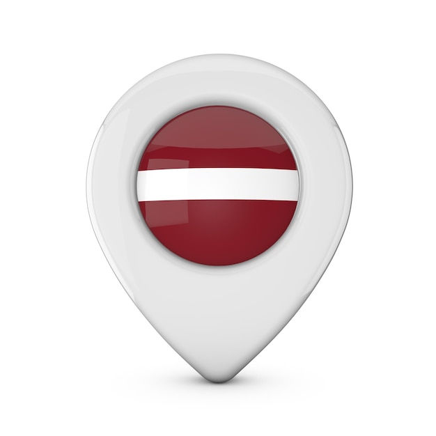 Latvia flag location marker icon 3D Rendering