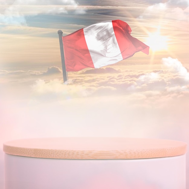 A Latvia flag podium cloud sky background