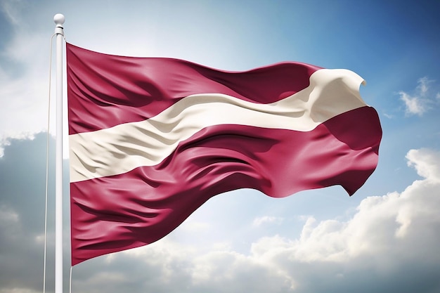 Photo latvia on flagpole waving flag