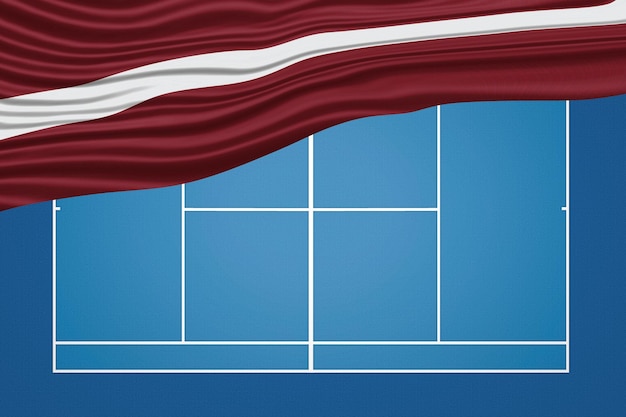 Latvia Wavy Flag Tennis Court Hard court