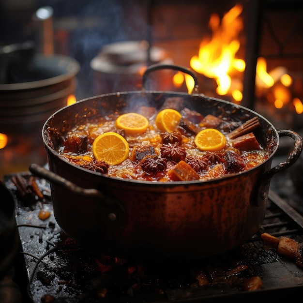 Lau De Vietnamese goat hot pot typically enjoyed with a variety Asian