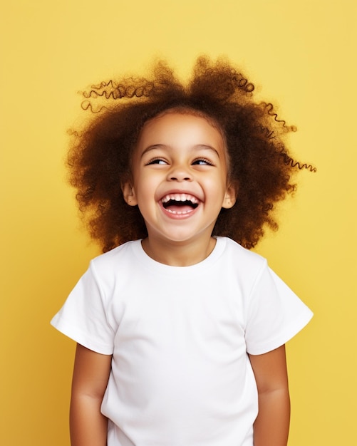 Laughing african child wearing white shirt