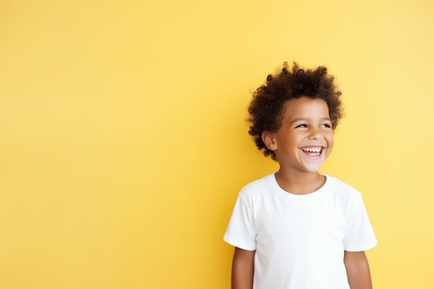 Laughing african child wearing white shirt