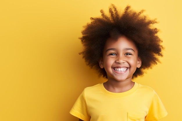 Laughing african child wearing yellow shirt