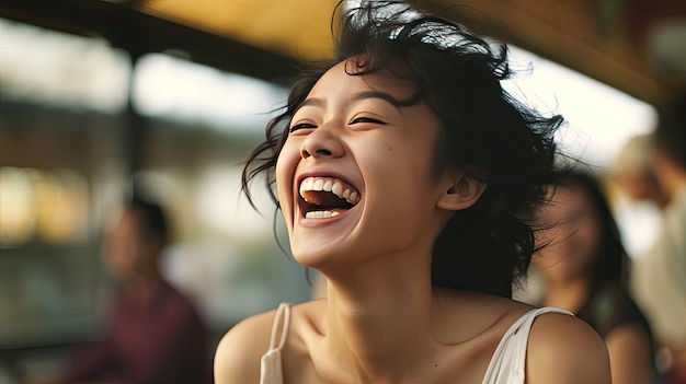 写真 笑うアジア人女性