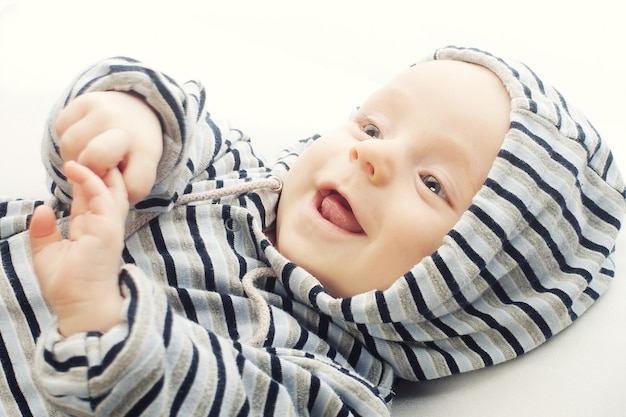 Laughing baby studio shoot