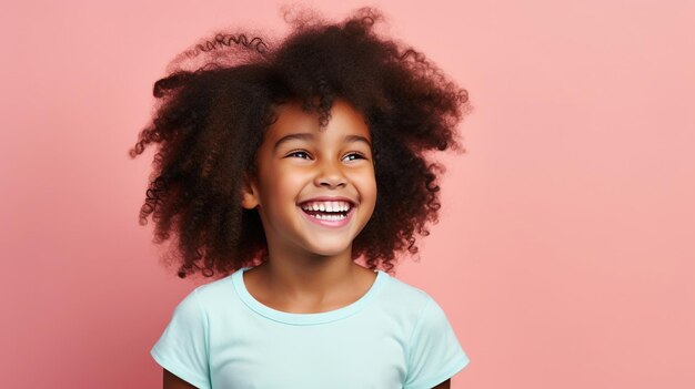 Laughing Black Girl isolated on Minimalist Background DEIB Diversity Equity Inclusion Belonging