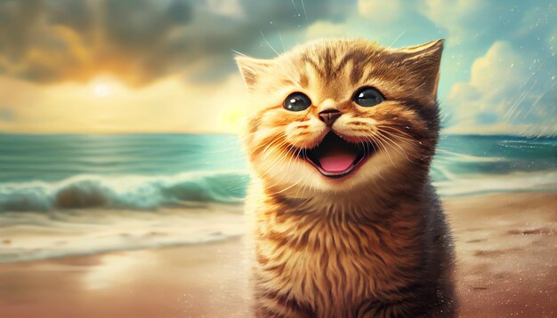 Photo laughing cat surprised face wow expression cat funny face with open mouth cute ginger cat emotional surprised and saying wow happy cat meow wow generative ai illustration