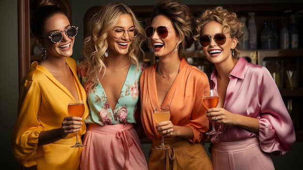 Premium AI Image  Happy Old Ladies Enjoying Life After Retirement with  Wine and Festive Attire