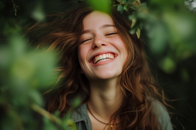 Photo laughing girl with a full smile