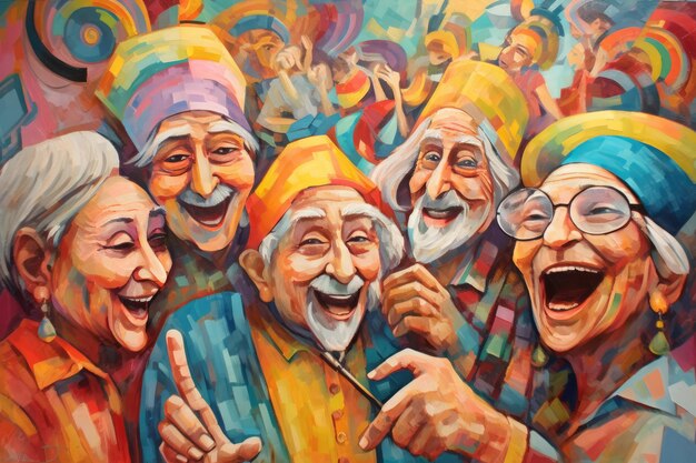 Photo the laughing group of old men