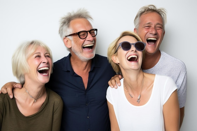 Laughing men and women pleasant leisure friends colleagues or relatives