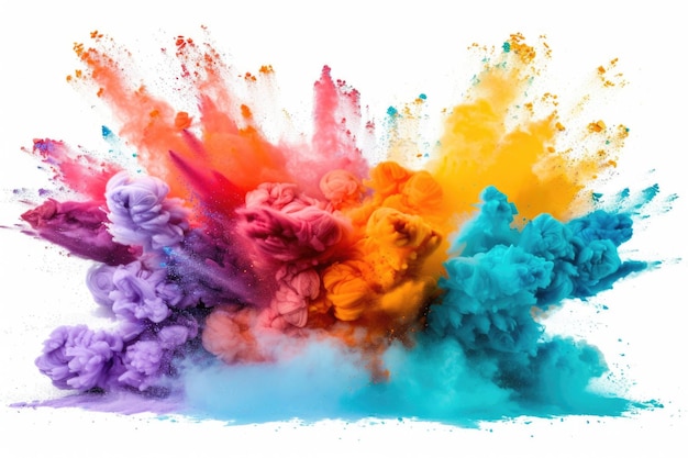 Launched colorful dust isolated on white background