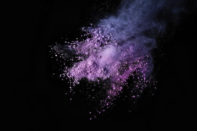 Launched colorful powder on black background